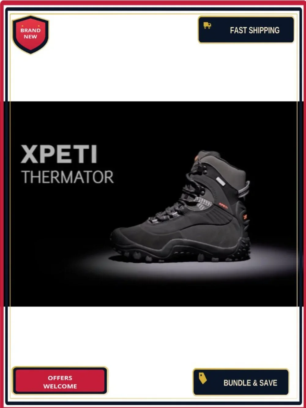 Waterproof Thinsulate Insulated Hiking Boots - Mid High-Top Lace-Up